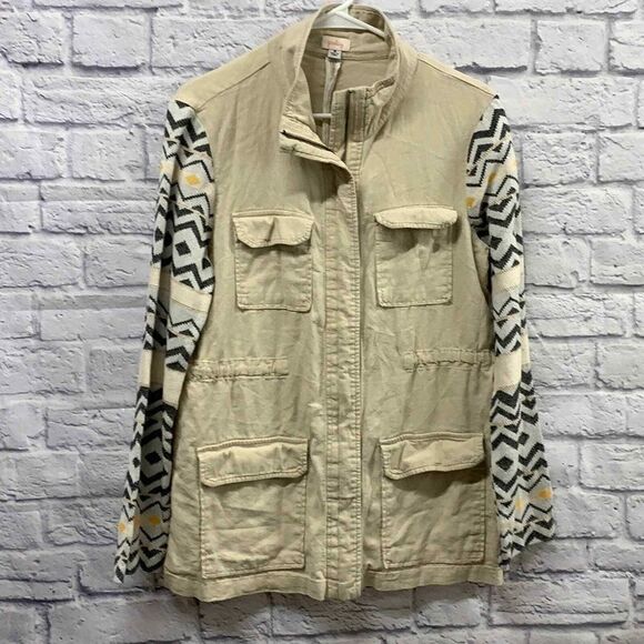 Pixley‎ Stitchfix Malan Cargo Jacket Linen Aztec size Medium - Picture 1 of 8